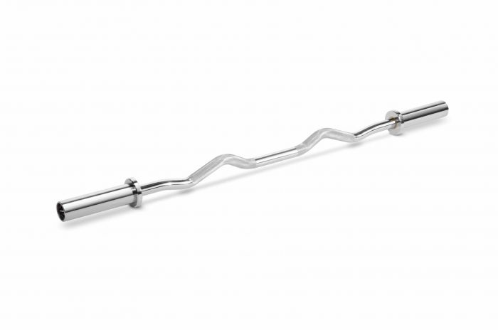 Barre Curl EZ Olympique VirtuFit 120 Cm - Forme Incurvée Pour Musculation, Compatible Disques 50 Mm