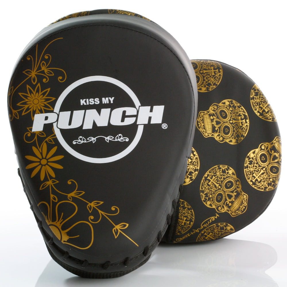 Punch Urban Womens Boxing Focus Pad Gold Skull Art Black Punch Urban Womens Boxing Focus Pad Gold Skull Art Black