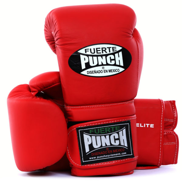 Style shot of the Mexican Fuerte Boxing Gloves in Matte Red