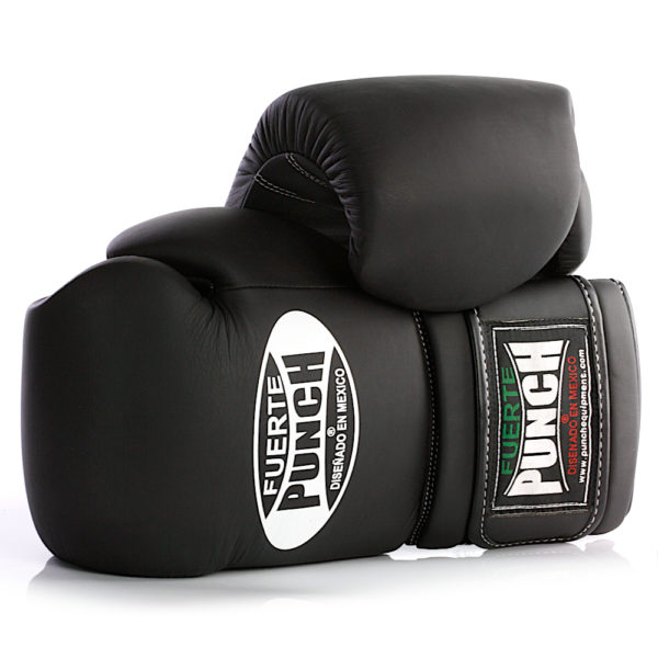 Style Shot of the Mexican Fuerte Boxing Gloves in Matte Black