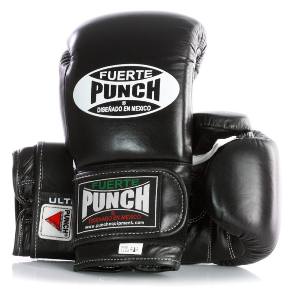 Mexican Fuerte Ultra Boxing Gloves in black and white