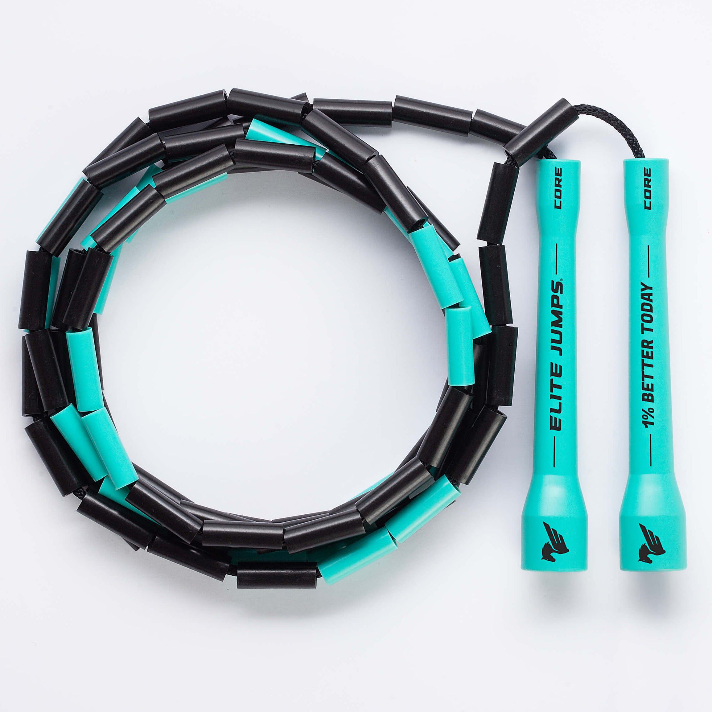 EliteJumps1PercentBetterTodayCoreBeadedJumpRope-Turquoise Elite Jumps 1% Better Today Beaded Jump Rope Turquoise