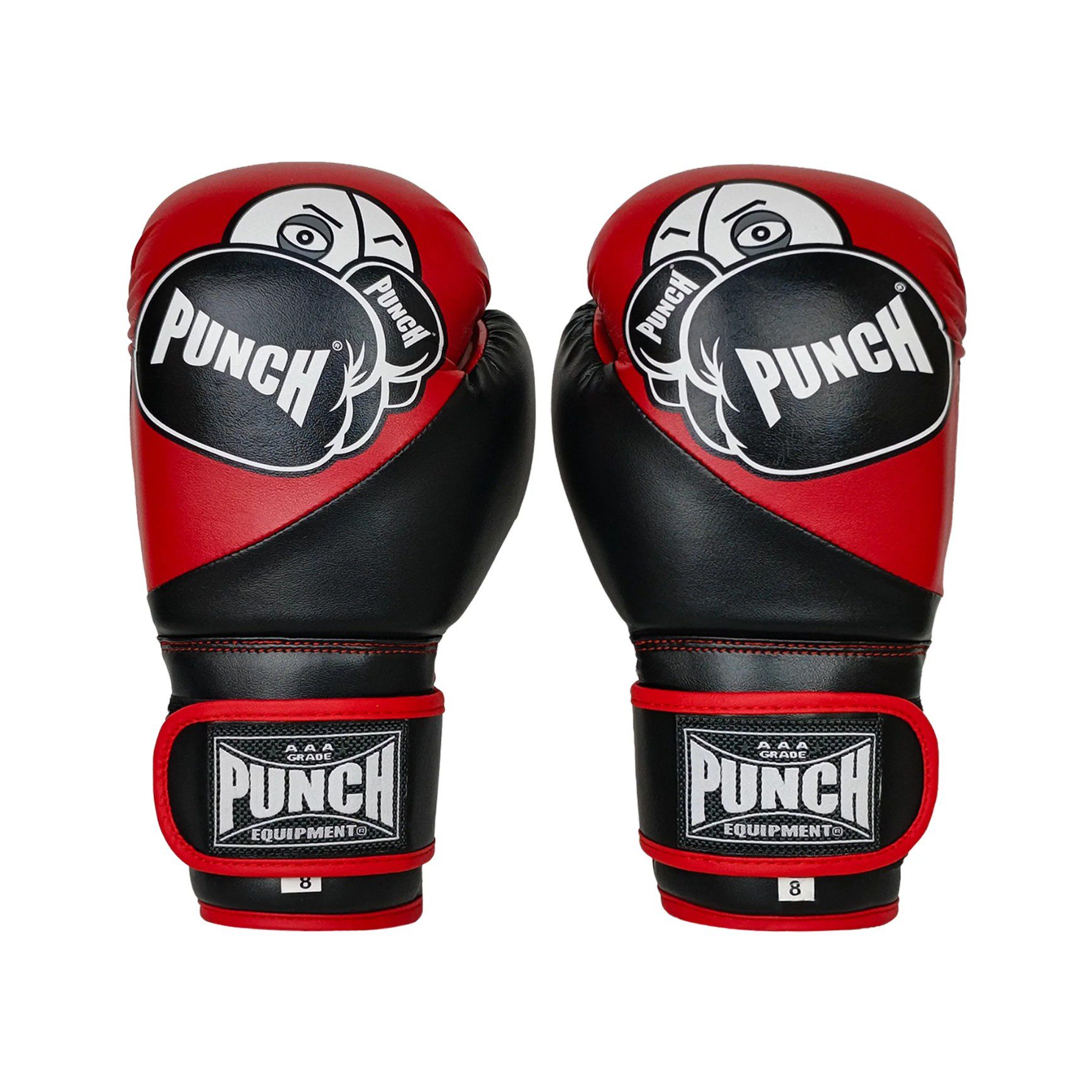 Punch Youth Tough Guy Boxing Gloves 8oz Face Up Red Black